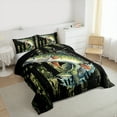 thumbnail image 4 of Feelyou Rustic Bass Fish Bedding Comforter Set, Green Camo American Flag Twin Comforter Sets, Hunting and Fishing Reversible Bedding Set, Breathable Home Decor, 2-Piece, 4 of 9