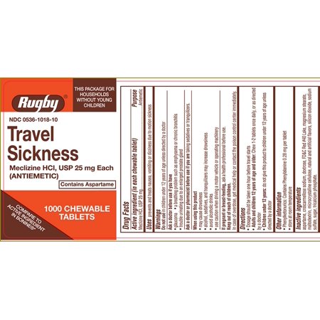 Rugby Travel Sickness Chewable Tablets, 25mg,