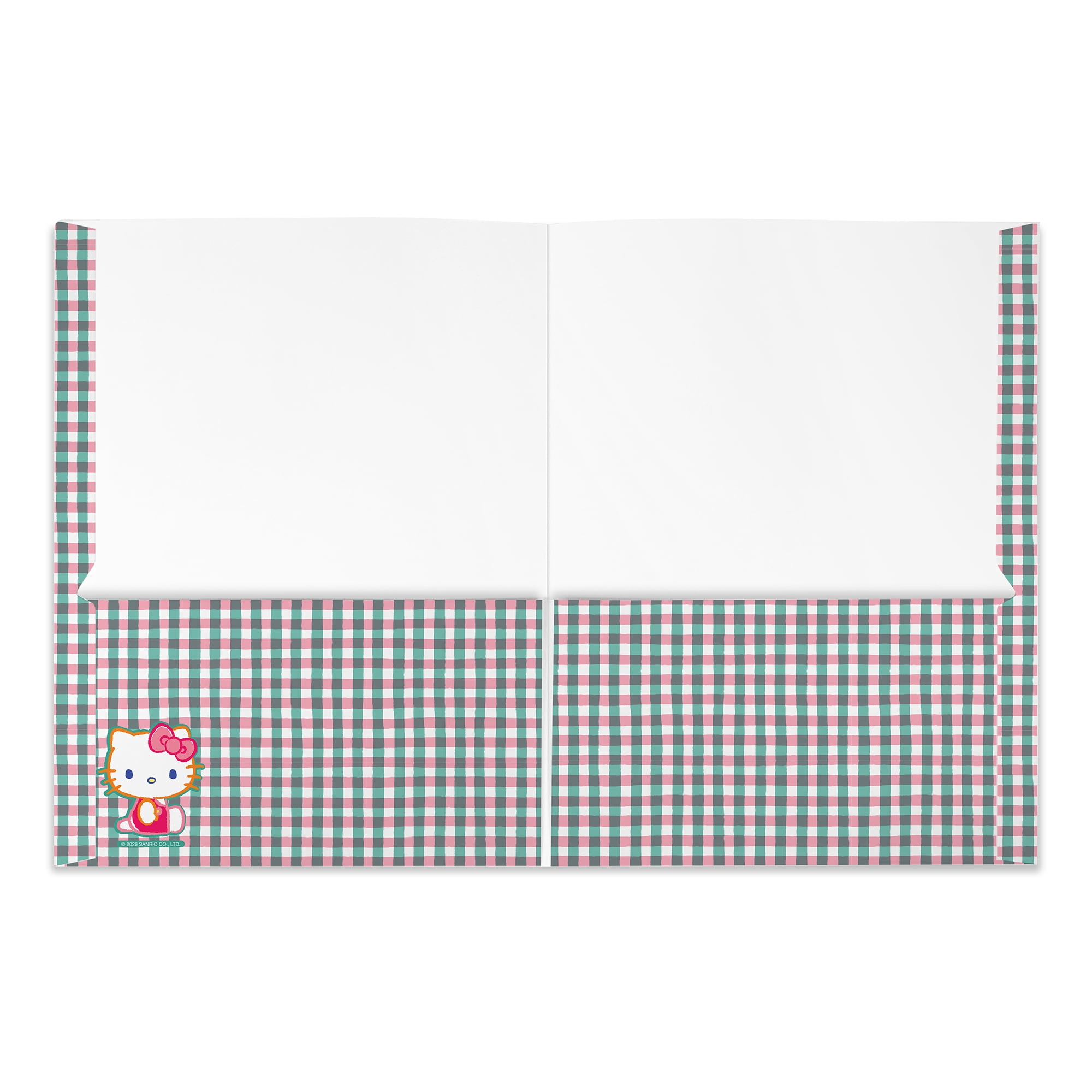 Studio Oh! Hello Kitty Plaid Wildflowers Two-Pocket Folder, 9.15" x 12"