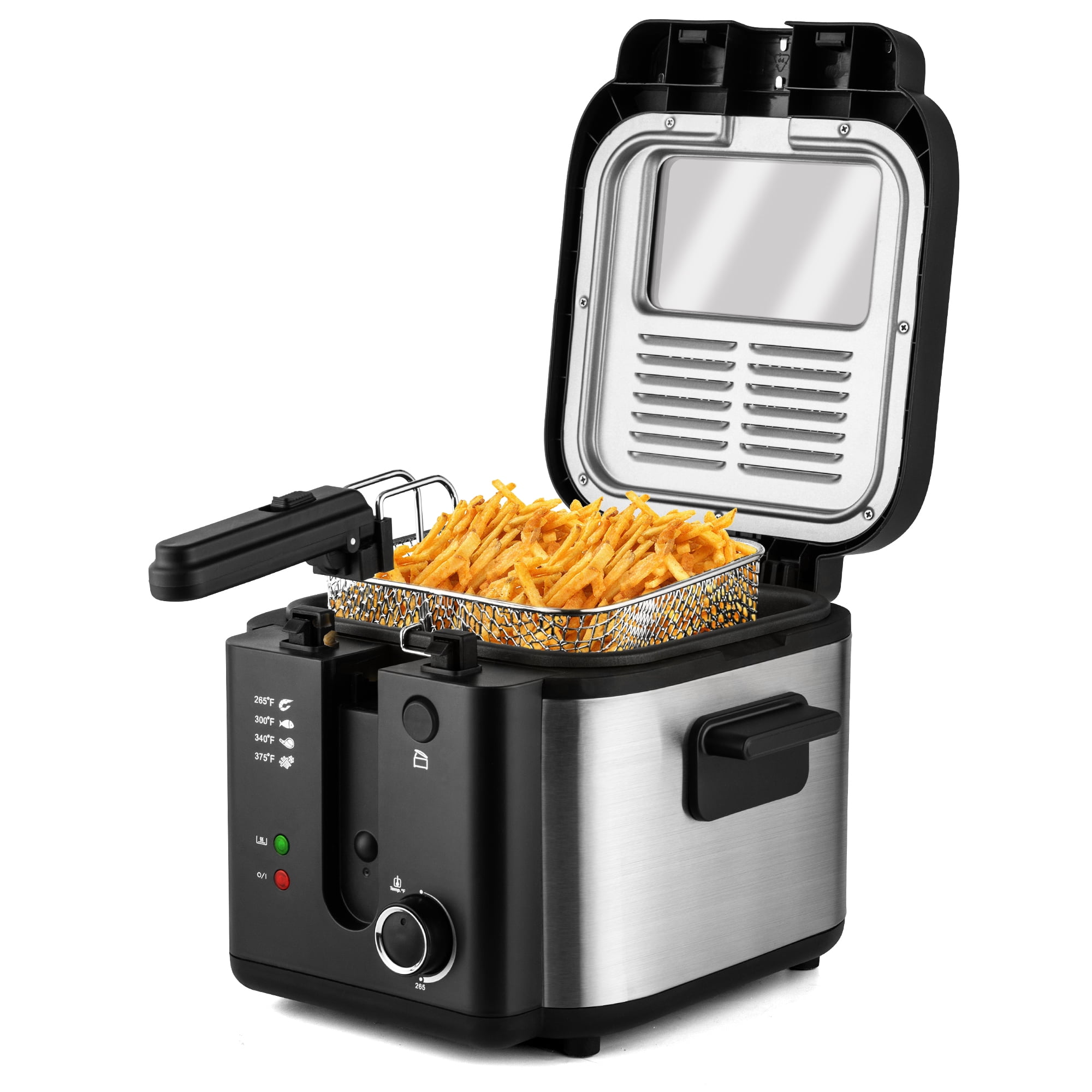 SUSLAS Deep Fryer, 1500W Electric Fryer with Non-Stick Inner Pot and Stainless Steel Basket, Family Size Home Kitchen Deep Fryer, 2.6 QT