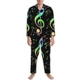 thumbnail image 3 of Balery Music Notes Pijama para Hombre de Dos Piezas con Manga Larga, Conjunto de Dormir y Descanso Suave con Bolsillos-XX-Large, 3 of 7