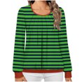 thumbnail image 2 of Womens Tunic Tops Loose Fit Long Sleeve Pleated Shirts Crewneck Tops Round Neck Printed Pleated Top, 2 of 5