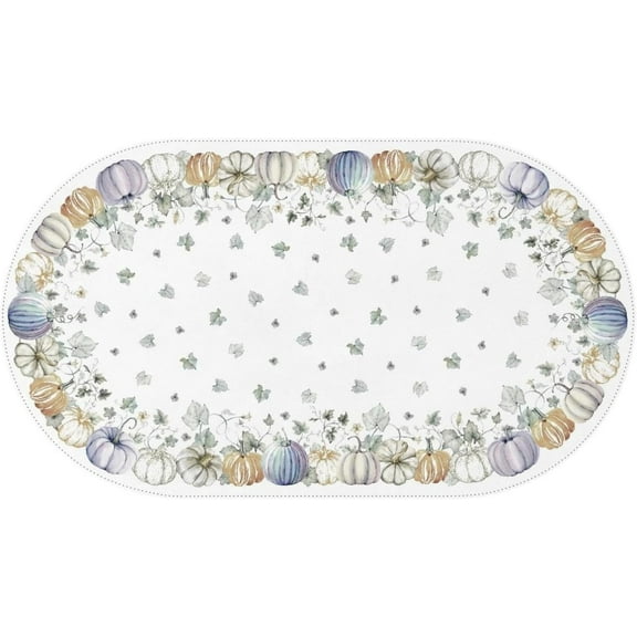 Fall Pumpkin Oval Tablecloth 60x102 Inch Waterproof Fall Thanksgiving Tablecloth Autumn Washable Table Cloth for Party Picnic Dinner Home Decor