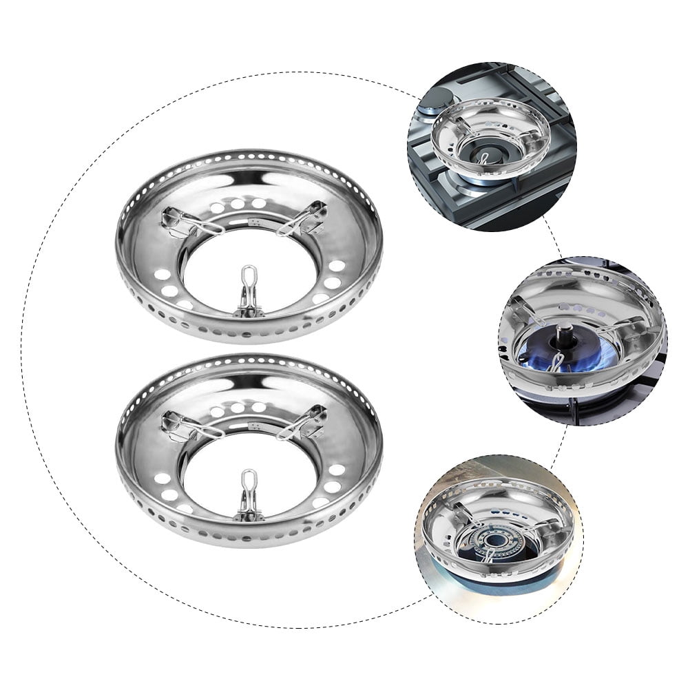 Tineasur 2Pcs Stove Support Rack Wok Ring Stainless Steel Silver Fire Gathering