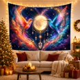 thumbnail image 3 of Moon Stars Two with Iridescent Hummingbirds Facing Each, Mystical Fantasy for Space Lovers, Galaxy Room Decor, Housewarming Gift, Tapestry Wall Hanging for Bedroom and Dorm, 3 of 7