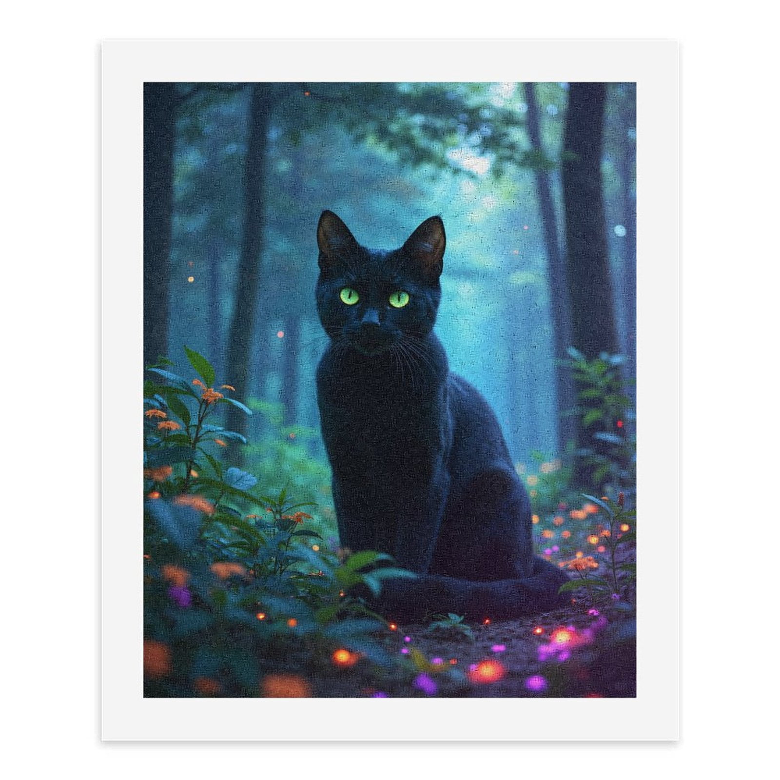 Paint by Numbers Kit for Adults, Black Cat Enchanted Forest Glowing Paint by Numbers, Easy Paint by Numbers Kit for Adults Beginner, DIY Adult Paint by Number Kits on Canvas, Home Decor