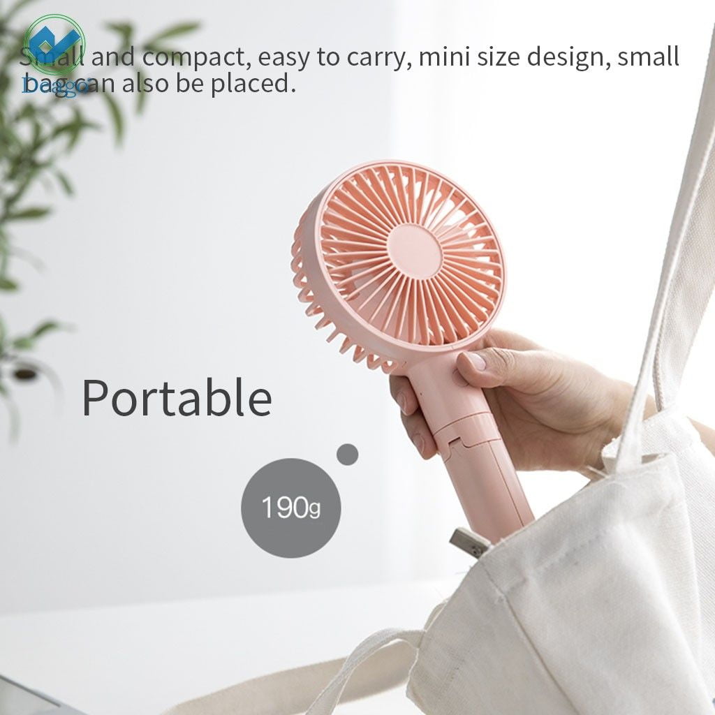 Deago Rechargeable USB Desk Cooling Fan Summer Mini Tripod Handheld Fan Foldable Bracket 3 Speeds Portable Fan for Outdoor Travel (Green)