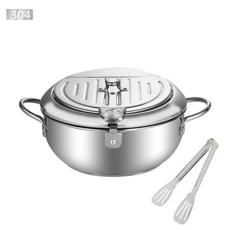 

Dreafly Stainless Steel Deep Fryer with Temperature Control and Lid Multifunctional Tempura Fryer Pan Temperature Control Fried Pot