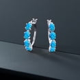thumbnail image 4 of Gem Stone King 4.00 Ct Oval Cabochon Blue Simulated Opal 925 Sterling Silver Earrings, 4 of 4
