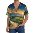 thumbnail image 1 of Disketp Sunflowers At Sunset Print Men's Hawaiian Shirts Button Down Holiday Beach Shirts-Small, 1 of 5
