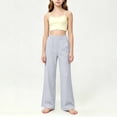 thumbnail image 7 of nerohusy Kids Wide Leg Pants Girls Elastic High Waisted Sports Pants Casual Solid Full Length Leg Pants with Pockets 14-15 Years, 7 of 7