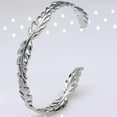 thumbnail image 3 of Stainless Steel Open Cuff Olive Tree Leaf Style Adjustable Size Bangle Bracelet, 3 of 4