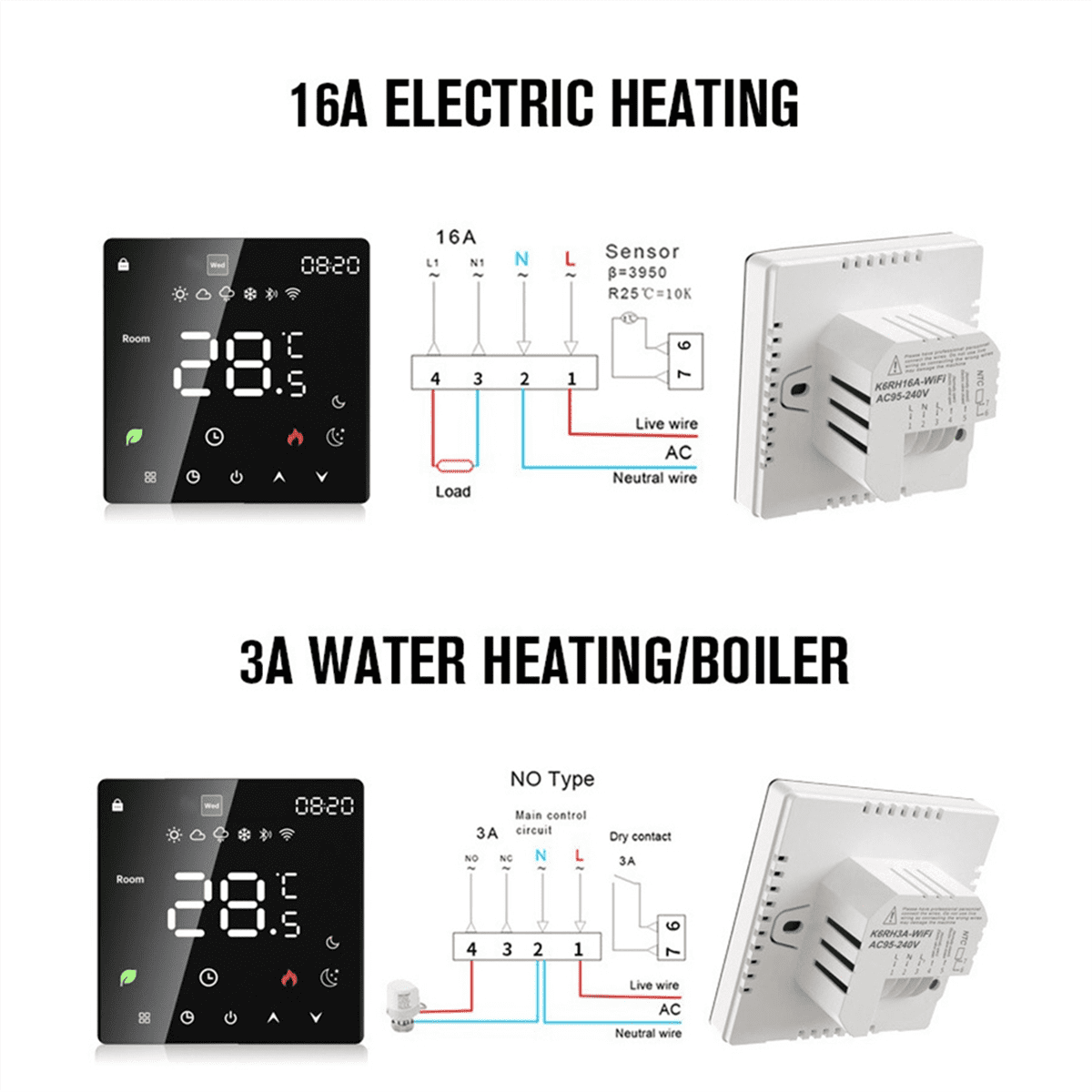 WIFI Graffiti Touch Screen Heating Thermostat Smart Thermostat WIFI Black 3A Plumbing/Wall Hanging Boiler