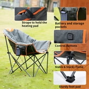 M8TRX Heated Camping Chair, Extra-Wide Outdoor Folding Chair, Supports 350 lbs., USB Charging Port, Heated