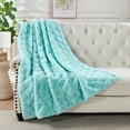 thumbnail image 4 of Home Soft Things Jacquard Faux Fur Throw - Bleached aqua - 50" x 60", 4 of 9