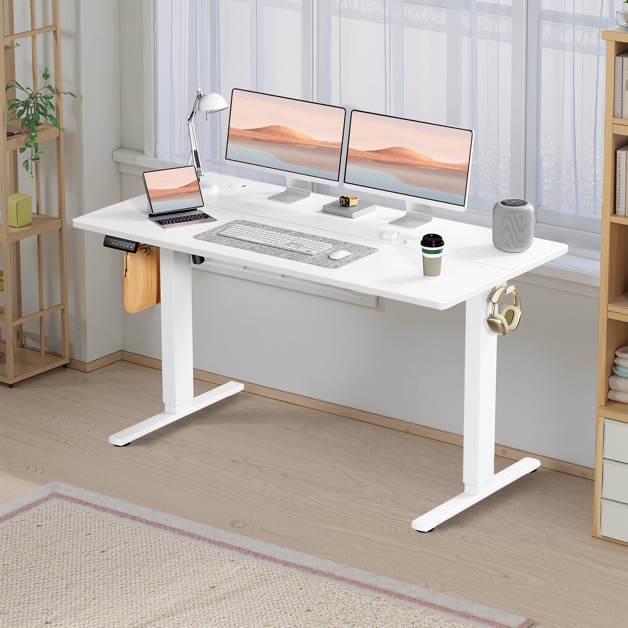 MAYEERTY 55" × 24" Lifting Computer Table Height Adjustable Standing Desk for Home Office