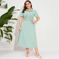 thumbnail image 2 of Yesfashion Women's Plus Size Dress Summer Button Down Smocked Midi Dress Short Sleeve Sundress, 2 of 5