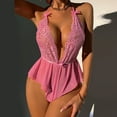 thumbnail image 4 of Gibobby Conjunto de lencería Sexy Conjunto de lencería para mujer, con tirantes ajustables y recorte de cintura alta, con tirantes ajustables(Rosa, CH), 4 of 5