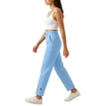 thumbnail image 6 of Zysthvn Straight Leg Pants for Women High Waist Outdoor Fall Casual Women Pants with Pockets Solid Elastic Waist Trousers, 6 of 10