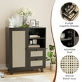 thumbnail image 5 of 27.5" Rattan Buffet Sideboard with Drawers - Adjustable Shelf Storage Cabinet for Living Room, Kitchen, Entryway,Black, 5 of 9