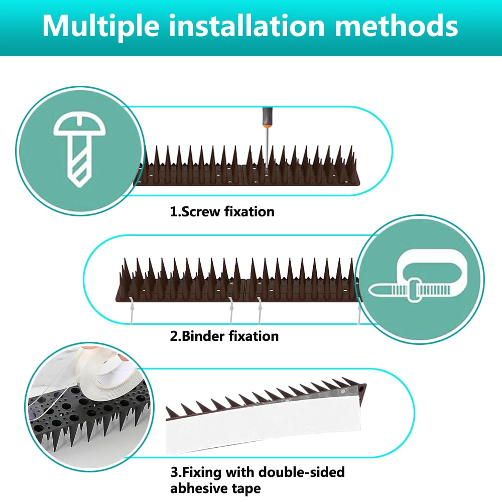 Outdoor Bird Spikes 20pcs, 18.7 Feet (5.7M) Squirrel Raccoon Pigeon Cat Animal Deterrent Spikes, Keep Birds & Animals Away