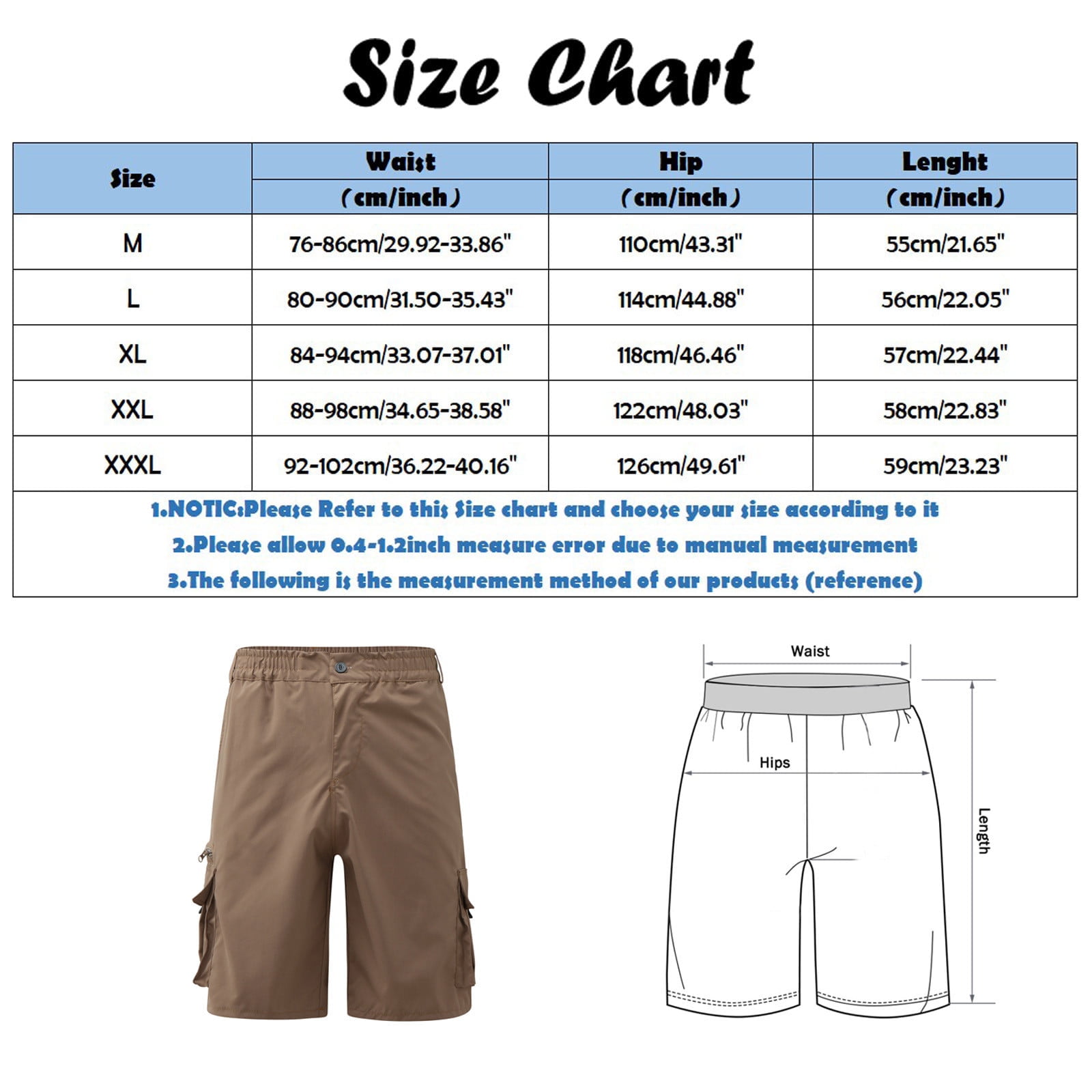 Cargo Shorts for Men 52 Tapered Baggy Drawstring 3/4 Capri Pants