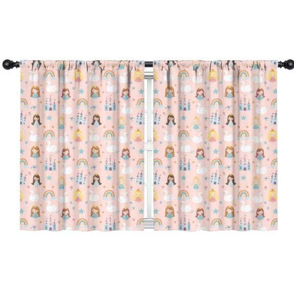 Blackout Kids Curtains,Colorful Princess Swan Pattern Childrens Insulated Curtains Set Of 2,Bedroom Essentials,Toddler Room Decor 42"x54"