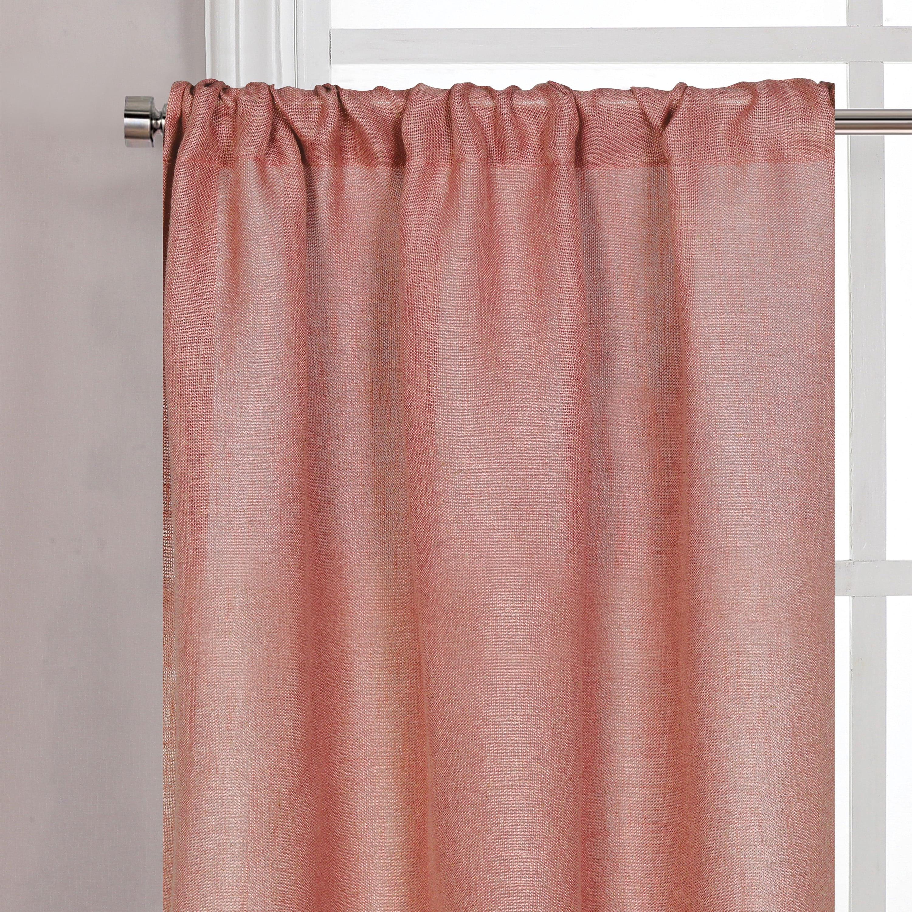Better Homes & Gardens Linen Blend Light Filtering Rod Pocket Kitchen Curtain Tier and Valance, Set of 3, Old Rose, 60 W x 36 L