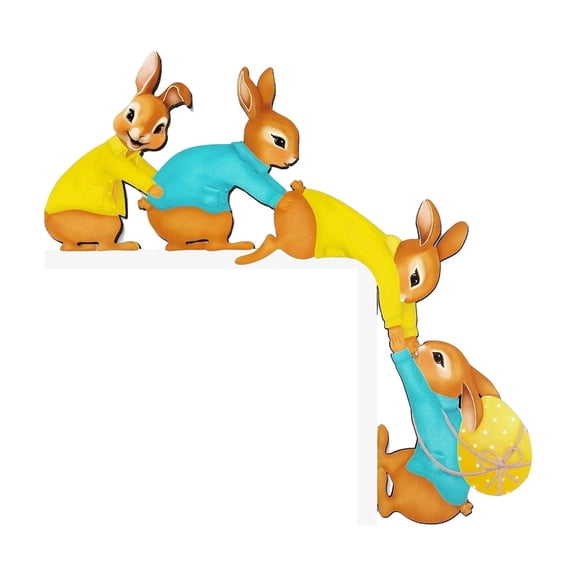 Easter Bunny Door Corner Decoration Wooden Frame Spring Holiday Home Decor for Living Room Entryway Kids Room Party Decoration
