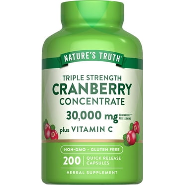 Cranberry Concentrate plus Vitamin C | 30,000mg | 200 Capsules | by Nature's Truth