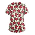 thumbnail image 4 of EGNMCR Hauts de Soins Infirmiers pour Femmes, Uniforme de Travail Imprimé de Noël, Manches Courtes, Col en V, Blouse de Travail avec Poches, Costumes de Noël, 4 of 4
