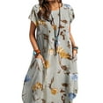 thumbnail image 3 of ZANZEA Womens Dresses Short Sleeve O-Neck Printing Side Pockets Dress, 3 of 4