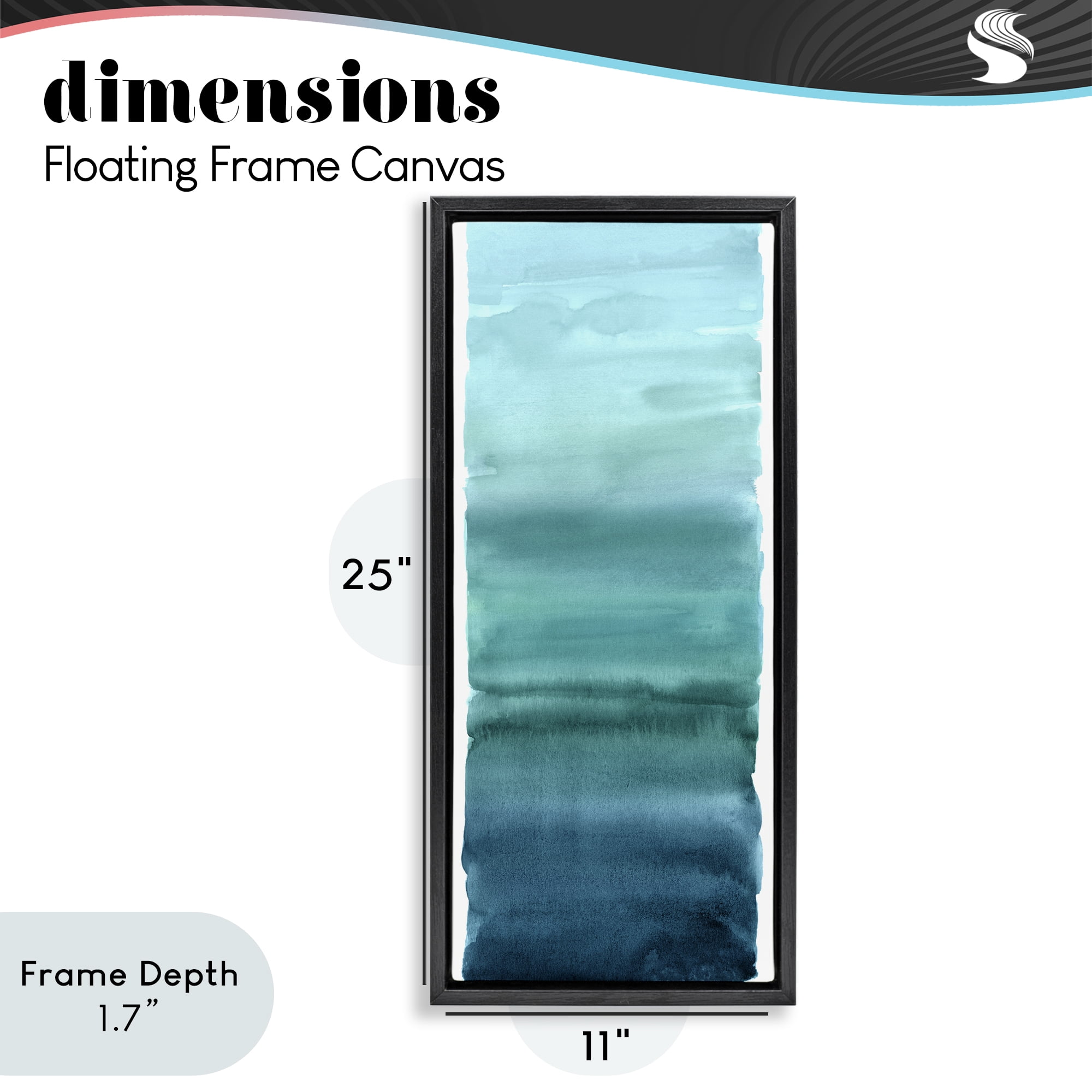 Stupell Industries Cerulean Blend Gradient Black Framed Floater Canvas Wall Art, design by Allie Corbin