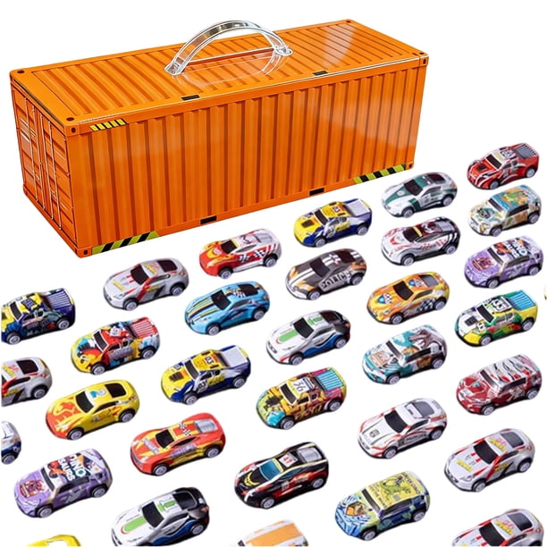 48 unidades de mini coches de tracción hacia atrás, 3 estilos, metal y ABS, con garaje y mapa, juego interactivo para niños de 4 a 14 años, desarrollo de habilidades motoras