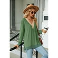 thumbnail image 6 of Anbech Deep V Neck Women Blouse Guipure Lace Shirt Solid Color Splice Trendy Long Sleeve Casual Tops, 6 of 8