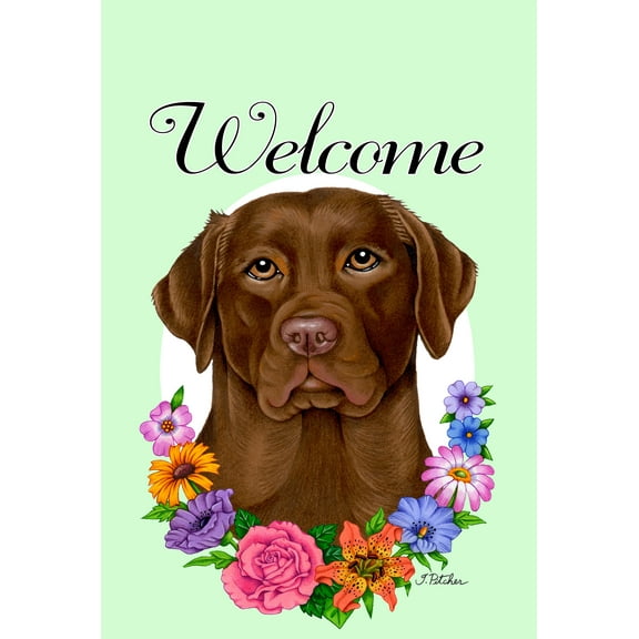 Chocolate Labrador - Best of Breed Welcome Flowers Garden Flags