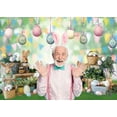 thumbnail image 2 of 7x5FT Spring Backdrop Easter Rabbit Flowers Colorful Eggs Spring Garden Photography Background for Easter Party Decoration Children Baby Shower Birthday Party Supplie, 2 of 7