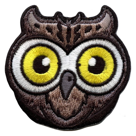 Owl Face With Big Eyes Embroidered Iron On Patch