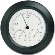 Hokco Weather Station Barometer Thermometer Hygrometer 8.5 in. Round Black
