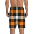 thumbnail image 3 of Kdxio Orange Plaid Print Mens Sleep Shorts Bottoms Soft Comfy Pajama Wear Pants with Drawstring Pockets, 3 of 7