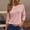 Pink, variant on CLOISE Tees for Women Fall Fashion Striped Blouses Round Neck 3/4 Sleeve Tees Comfy Basic Tops Y2k Outfits White 2XL