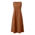 thumbnail image 4 of FNFYFH Plus Size Tank Maxi Dress for Women Summer V Neck Sleeveless Long Beach Linen Dresses Casual Loose Sundress with Pockets, 4 of 6