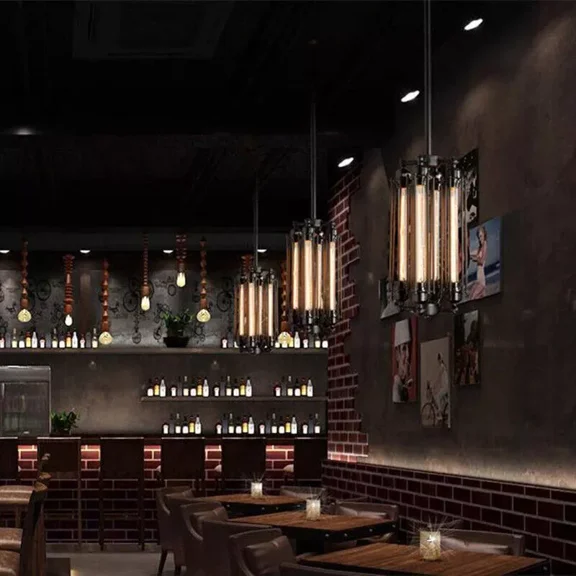 FINE MAKER 4 Heads Chandelier Vintage Pendant Light Steampunk Style Loft Ceiling Fixture