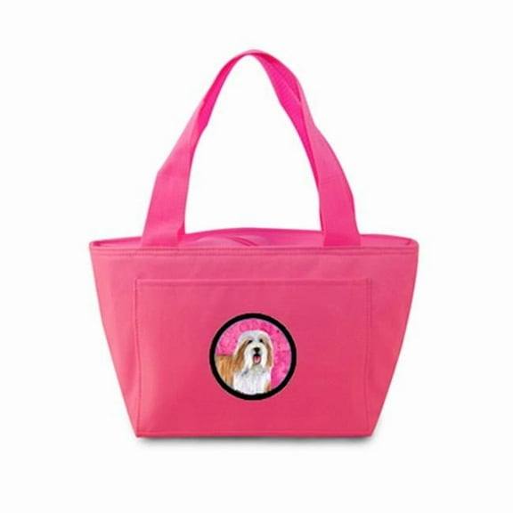 Carolines Treasures LH9375PK-8808 Pink Bearded Collie Zippered Insulated School Washable And Stylish Lunch Bag Cooler