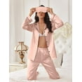 thumbnail image 4 of Women's Classic Button Down Long Satin Silk Pajama Set, 4 of 6