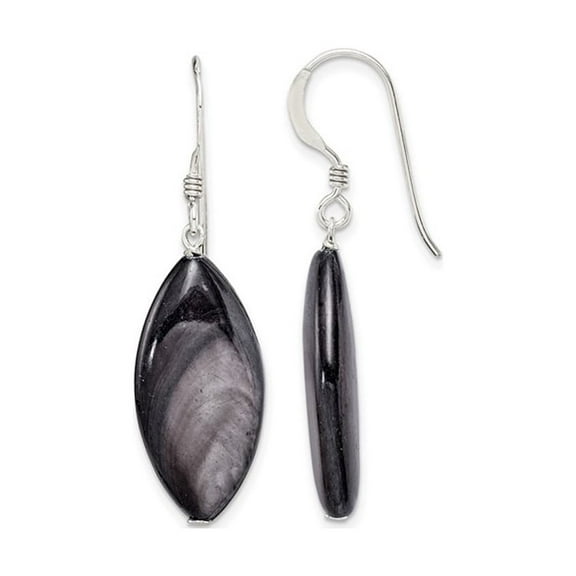 Gem & Harmony Dark Grey Mother of Pearl Earrings in Sterling Silver for Women