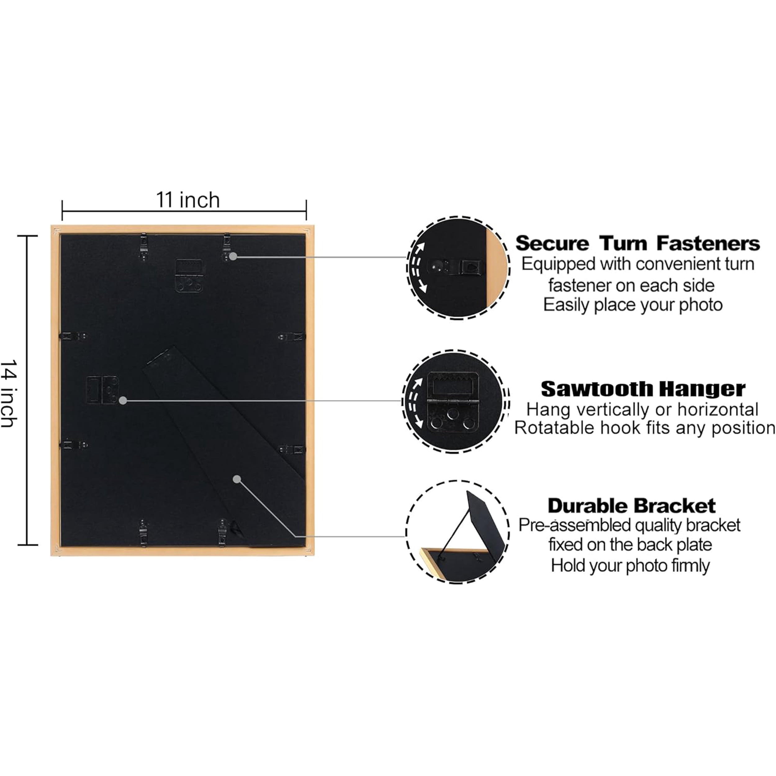 VIOLABBEY 11x14 Picture Frames Set of 4, Fits 8x10 Pictures with Ivory Mat or 11x14 without Mat, Vertical or Horizontal for Wall or Tabletop Display, Semi Tempered Glass, Light Gold