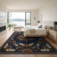 thumbnail image 3 of ODIKA 9'x12' Washable Area Rug Non-Shedding, Easy Care Boho Floral With Mystical Celestial Medallion Accents Witchy Moth Refined for Master Suite, California King, Under Bed, 3 of 7