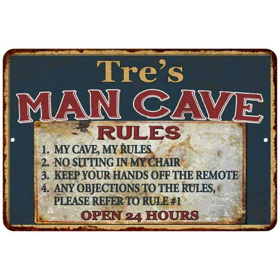 Tre's Man Cave Rules Chic Rustic Green Sign Home 8x12 Metal 108120049021