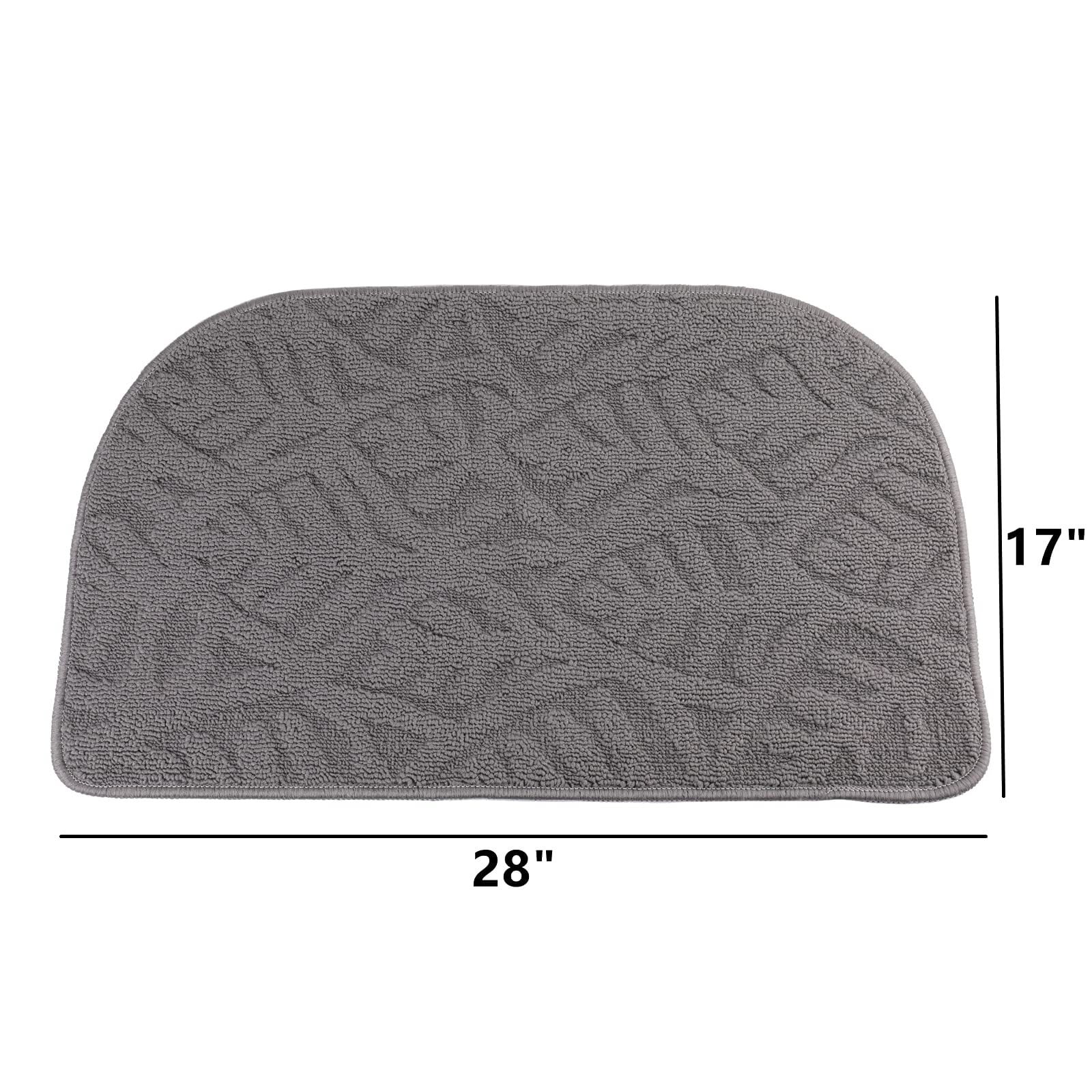 2 Pack Indoor Doormat Front Door Mat, Low-Profile Gray Outdoor Mats Half Circle Entrance Rugs, Half Round Non-Slip Anti Fatigue Cushions for Inside Outside Entry, Patio, 28" x 17"